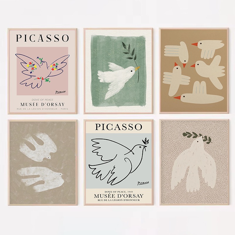 Interior Design Poster - Minimalist Picasso Dove Peace Symbol and