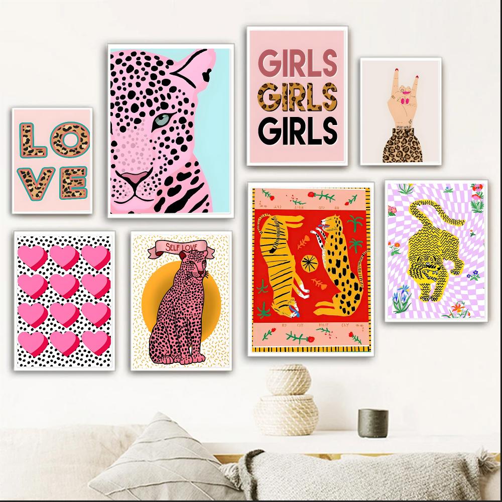 Interior Design Poster - Colorful Art W-Wild Leopard Tiger Flower