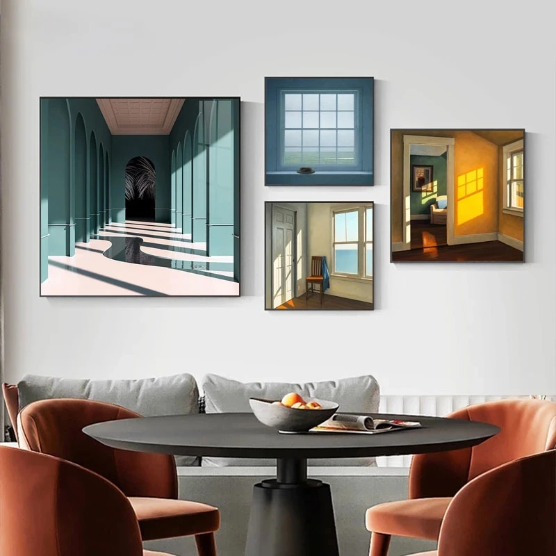 Interior Design Poster - Nordic Window Outside Landscape Canvas Painting