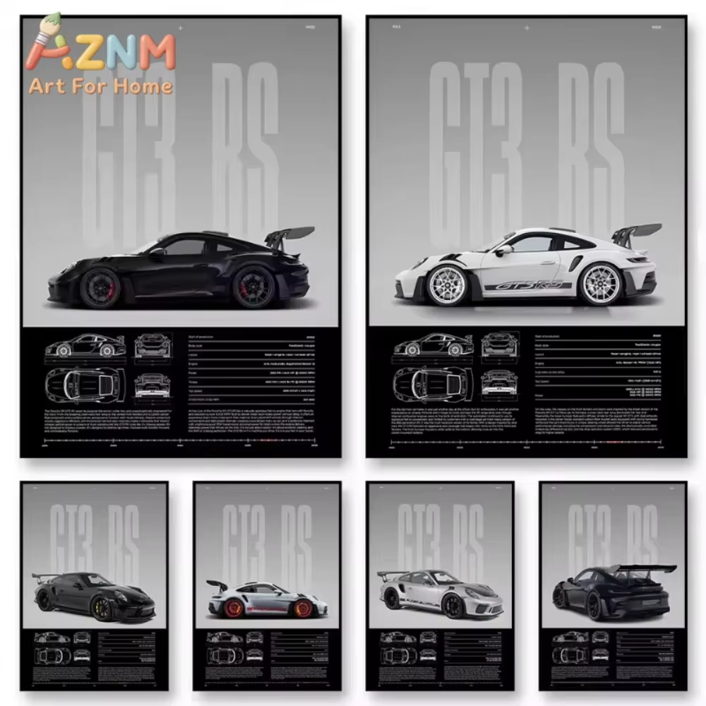 1pc Minimalist 911 GT3-RS 718  - огляд і ціна Interior Design Poster