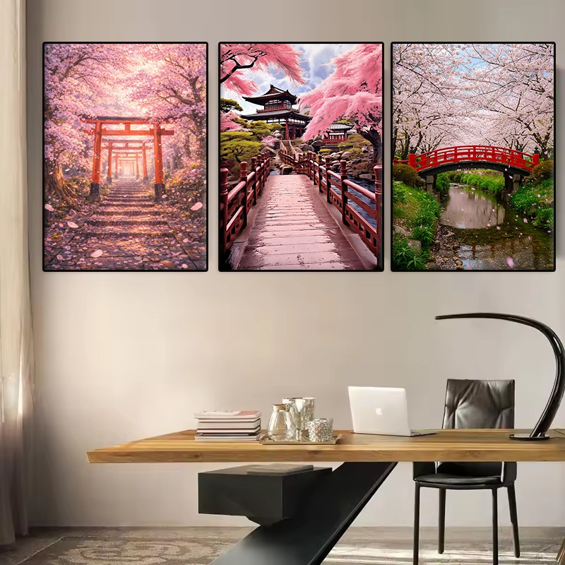 Japanese Garden Scene Cherry B - огляд і ціна Interior Design Poster
