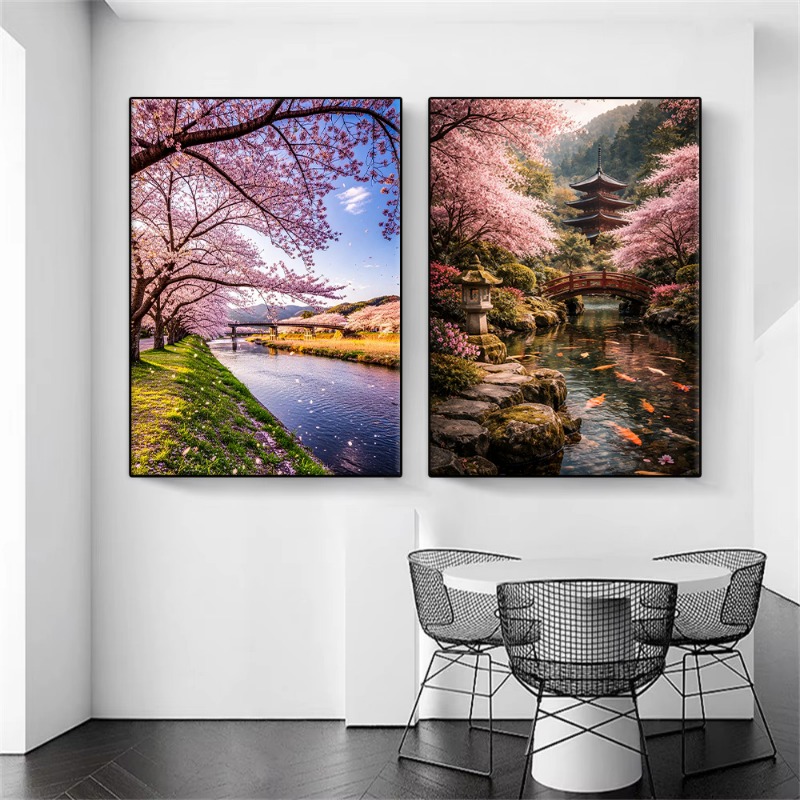 Japanese Garden Scene Cherry B - огляд і ціна Interior Design Poster