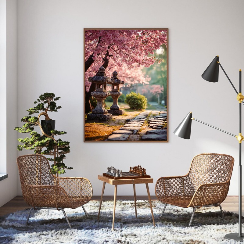 Japanese Garden Scene Cherry B - огляд і ціна Interior Design Poster