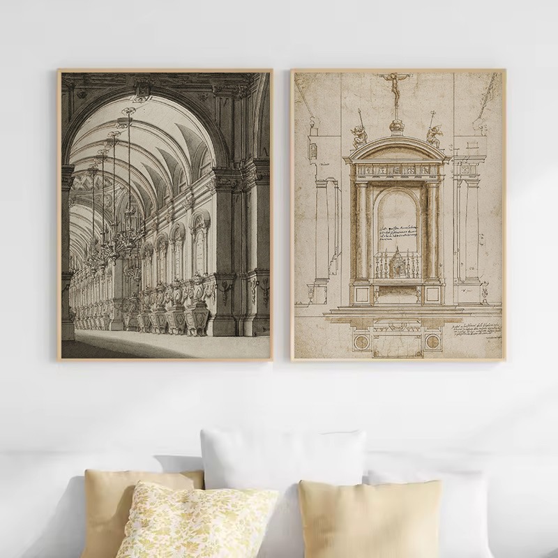 Vintage Drawing Sketch Geometr - огляд і ціна Interior Design Poster