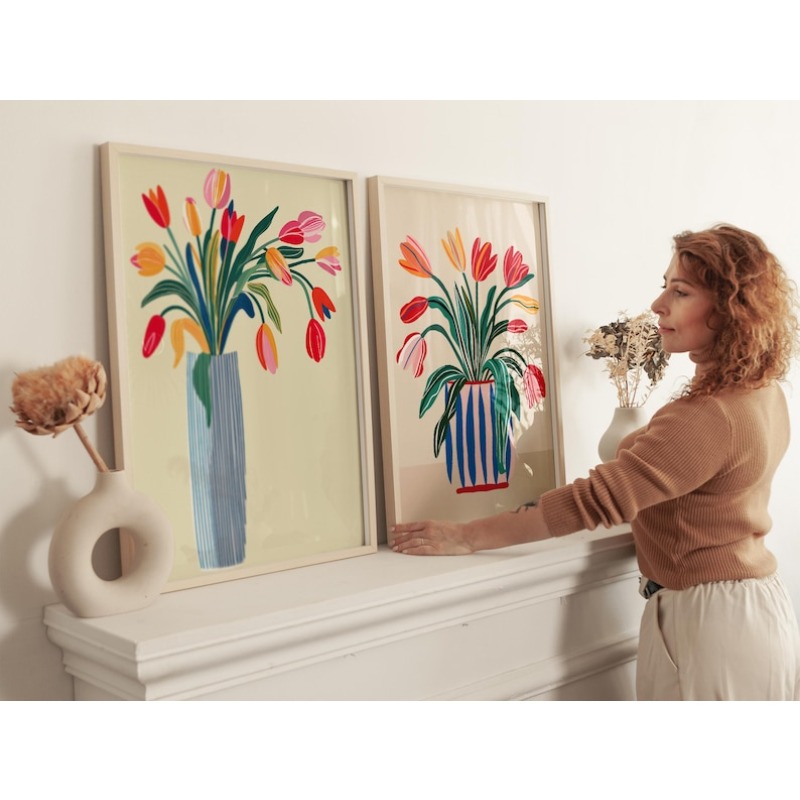 2pcs Tulip Flowers Canvas Wall - огляд і ціна Interior Design Kitchen