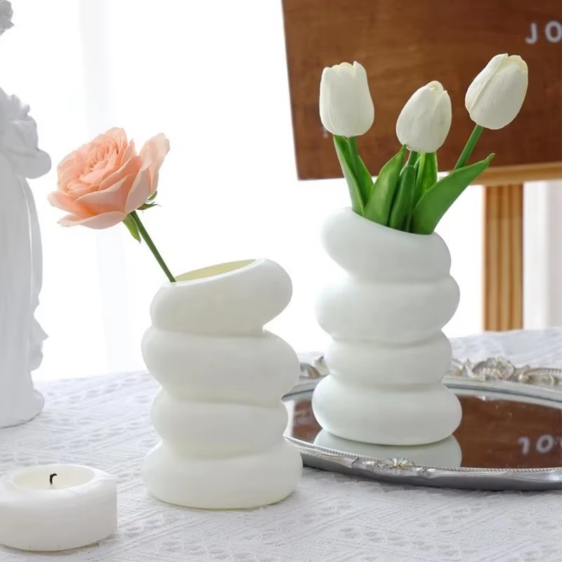 1PC Plastic Spiral White Vase  - огляд і ціна Interior Design Kitchen