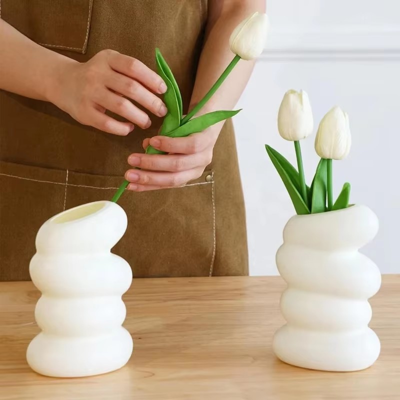 1PC Plastic Spiral White Vase  - огляд і ціна Interior Design Kitchen