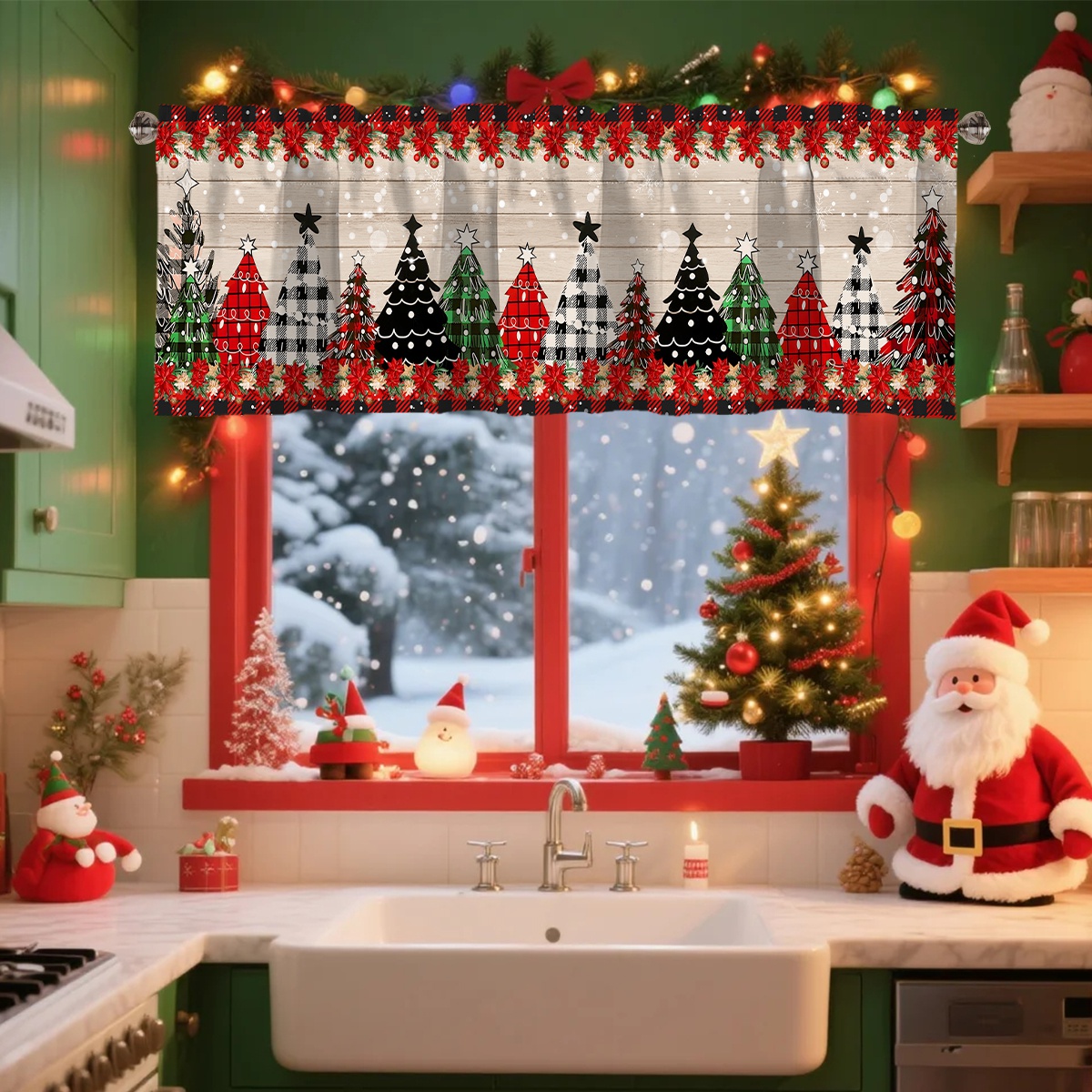 Christmas Short Curtain Merry  - огляд і ціна Interior Design Kitchen